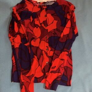 Loft size XS red and blue cotton cardigan
